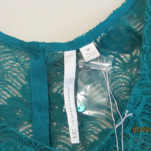 Lauren Conrad lace turquoise cover up top - Picture 3 of 3